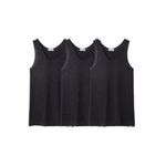 3 IN 1 BLACK COTTON SINGLETS FOR MEN 