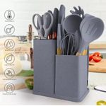 Generic 19-Piece Silicone Kitchen Utensil & Knife Set with Cutting Board & Storage Holder Stand
