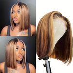 Highlight Lace Front  Hair Wigs For Women, Straight Bob