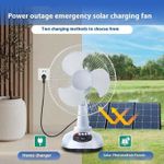 Generic 12-inch AC/DC solar charging fan, 4-in-1 function, with solar panel, 2 LED bulbs and USB port - image 2
