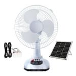 Generic 12-inch AC/DC solar charging fan, 4-in-1 function, with solar panel, 2 LED bulbs and USB port - image 3