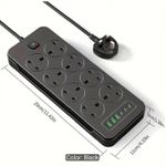 Generic Power Strip 8ports Surge Extension with USB and Type C plug