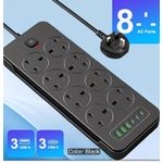Generic Power Strip 8ports Surge Extension with USB and Type C plug - image 2