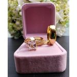 First Grade Non Fading Gold Wedding/Engagement Ring Set 