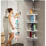 Generic Adjustable 4 Tier Telescopic Shower Corner Rack Bathroom Shelf