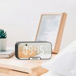 Winwolf Bluetooth Speaker Alarm Clock with LED Mirror Display FM Radio - White - image 6