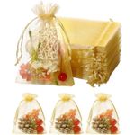 10pcs Organza Bags, Gold 4x4.72inch (10x12cm) Wedding Party Favor Gift Bag, Satin Drawstring Organza Pouch Jewelry Watch Bags, Mesh Gift Pouches Mini Candy Bags