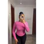 Ladies Pink Basic Long Sleeve Fitted Top