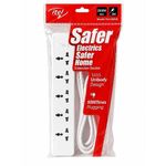 itel 5-Way Extension Socket – 2500W Max, 3M Cable, Universal Plug, White