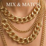 Fashion Women's Multi-Layer Chunky Gold Statement Necklace - Stacked Cuban Link Chain - image 5