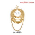 Fashion Women's Multi-Layer Chunky Gold Statement Necklace - Stacked Cuban Link Chain - image 8