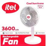 itel  3600mAh Rechargeable Fan with Rotating Head, 3 SPEED