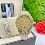 product_image_name-Forecast-Super Decorative Sophisticated Diamond Iced Gold Designer Wristwatch + Bracelet-2