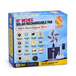 Generic Unique 16 Inches Solar Rechargeable Standing Fan 15000mAh With Solar Panel, Remote Control, LED Light & USB Output - image 2
