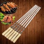 product_image_name-Generic-Stainless steel flat BBQ skewers with wooden handles-3