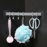 Royal Glow 6-Hook Adhesive Wall Organizer – Adjustable Movable Hooks... Gray