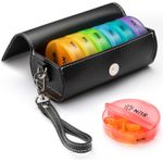 YUUIKLLE Weekly Pill Organizer,Large Daily Pill Cases with PU Leather Case