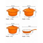 Generic 4-Piece Enameled Cast Iron Cookware Set – Non-Stick Pots & Frying Pan - Orange - image 8