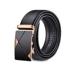 Leather Belt Automatic Buckle -Black/Gold