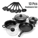 Generic Portable 13PCS Non-Stick Pots And Pans Set Kitchen Utensil Set-Black