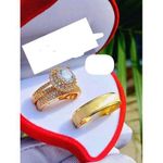 Gold Harmony Wedding Ring Set (Non Fading) -
