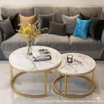 Real Marble Twin Center Table 80cm and 60cm – White