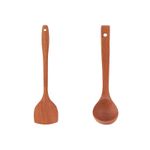 Houva 2psc Sapele Solid Wood Spatula Soup Spoon Paint-free and Wax-free