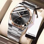 POEDAGAR Super Sophisticated Steel Crested Watch + Classic Bracelet For Classic Men/Women
