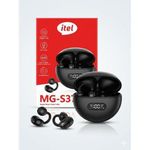 itel MG-S37 Open-Ear Wireless Earbuds - Bluetooth 5.3 Earclips, Deep Bass & LED Display