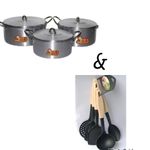 Cooking Pot Set And Cooking Spoon Set Combo>>3 pots & 5 Spoons 