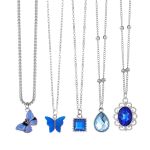 product_image_name-Fashion-5 Pieces Women's Modern Necklace Set Butterfly Tears - Blue -1