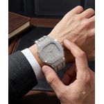 Fashion Luxury Men's Silver Full Iced Out Octagonal Analogue Chain Watch - image 2