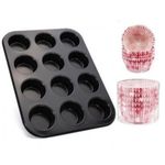 12 Cavity Cupcake / Muffin Pan + 100pcs Paper Liners Cake Mould