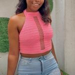 Crochet Halter Top- Pink