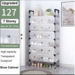 Fashion 7 Layer Multipurpose Dust Proof Seni-Transparent Shoe Rack Adjustable Storage Shelf