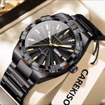 POEDAGAR LUXURY WATERPROOF CHAIN BLACK CHRONOGRAPH ACTIVE WATCH