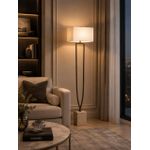 Modern Sculptural Bronze & Travertine Floor Lamp