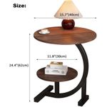 Generic Double-layered round coffee table, C-shaped side table with storage shelf, easy-to-assemble casual small table. - image 3