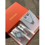 CITY GOLD Attractive Sophisticated Chain Designer Wristwatch +Bracelet/Necklace/Ear-ring