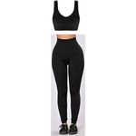 product_image_name-Fashion-Bra Top + High-Waist Leggings - Black-1