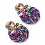 product_image_name-Fashion-New multicolour rhinestone polyester elastic thread earrings for women-1