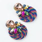 product_image_name-Fashion-New multicolour rhinestone polyester elastic thread earrings for women-6