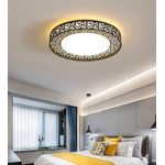 Modern Geometric Lattice Flush Mount Ceiling Light – Round LED Bedroom Lamp