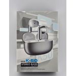 Generic K-50 wireless earbuds with a charging case. 