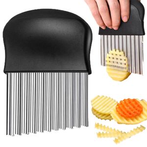 ShebSheb Crinkle Cutter, French Fry Cutter for Potatoes Stainless Steel Potato Carrot Chip Vegetable Crinkle Wavy Slicer