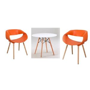 Round Beechwood Dining Table With 2 Sitting Chairs
