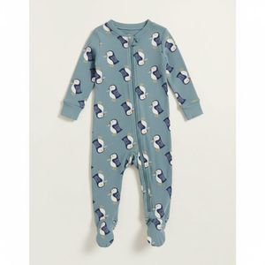 Dips Baby Unisex Long Sleeve Romper Blue with Birds Baby Overall Zip-Up Sleepsuit Toddler Baby Jumpsuit  Soft Baby Wear Cute Comfortable Outfit