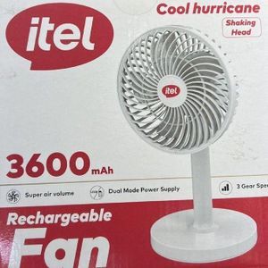 itel IFR-D721 3600mAh Rechargeable Fan Super Air Volume 3 Speed with Rotating Head Table Fan