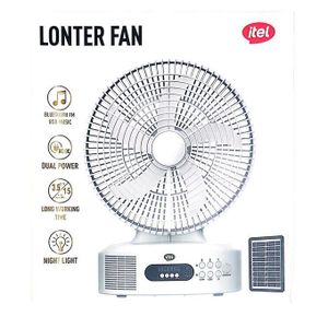 Itel 12 Inches AC/DC Solar Rechargeable Music Fan With Panel