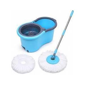 360 Degree Spin Mop and Bucket Set with Stainless Steel Basket Wringer and Microfibre Mop Head with Free Gift